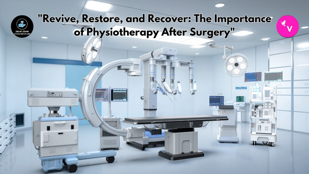 (Physiotherapy After Surgery) Physiotherapist assisting patient with post-surgical rehabilitation exercises.
